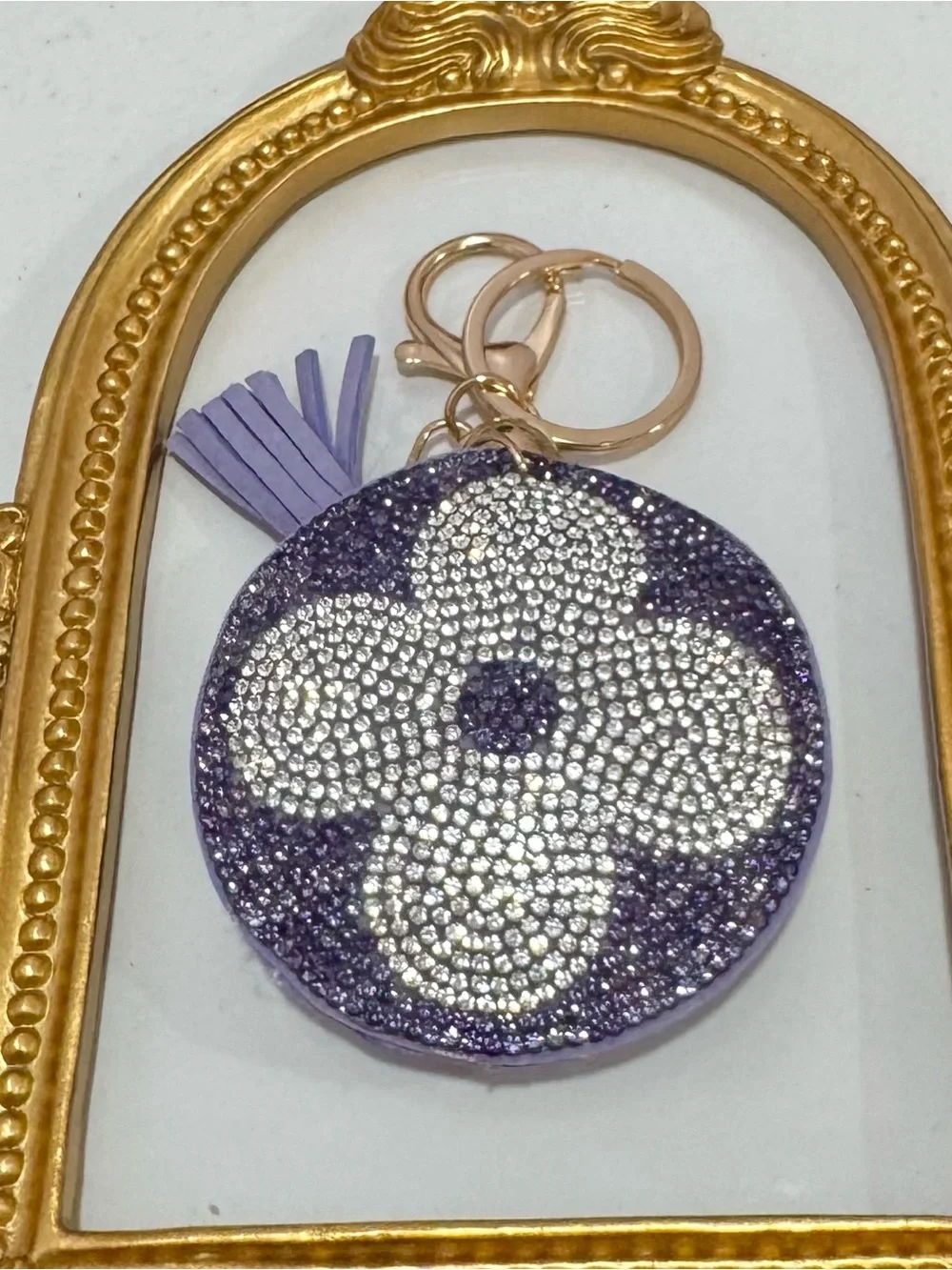 New Round Lavender Flower Motif Keychain/Bag Charm